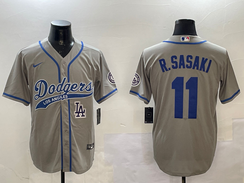 Men Los Angeles Dodgers 11 R Sasaki grey 2025 MLB nike jersey style 20